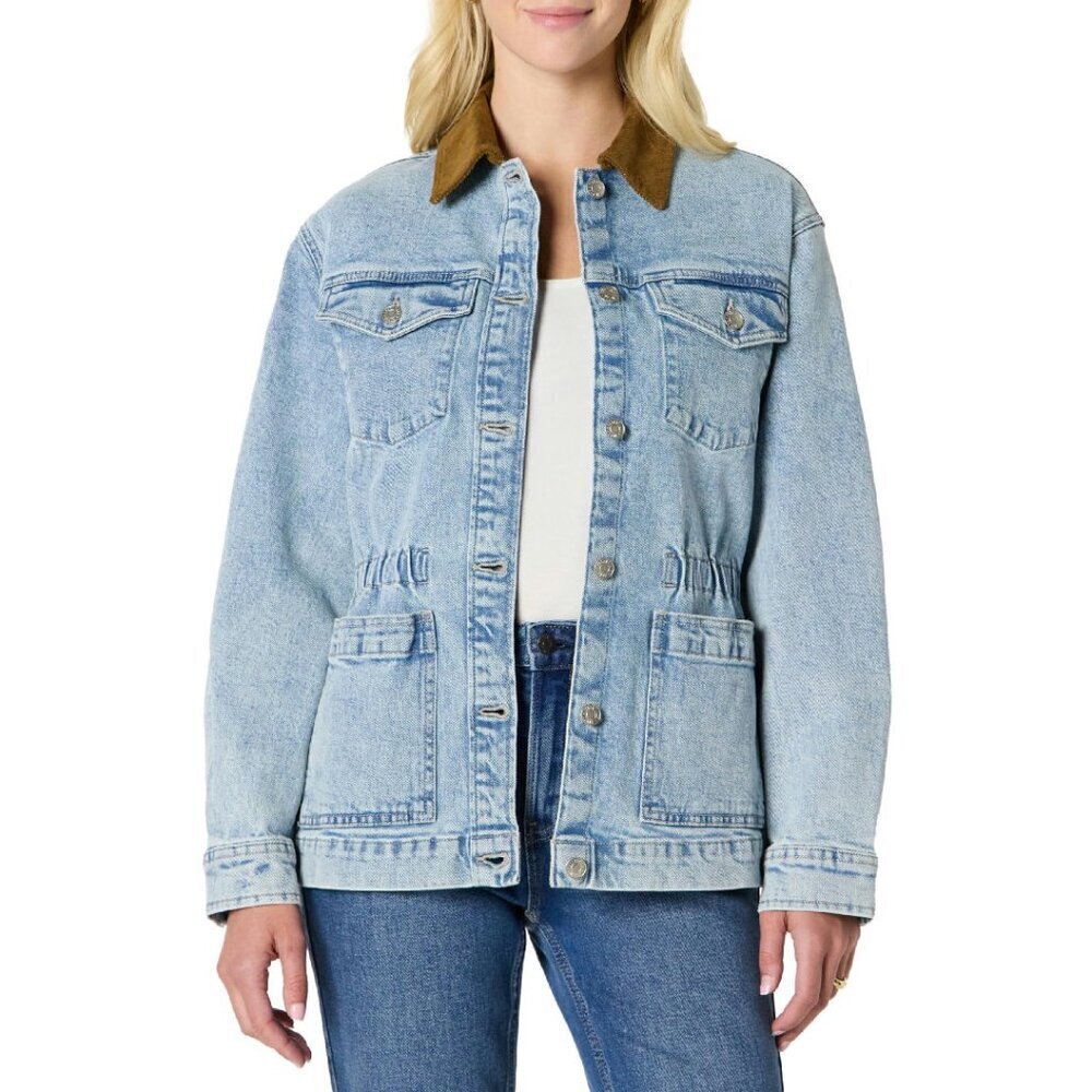 Women's Denim Jacket Cinched Waist Regular Fit Midweight Vintage